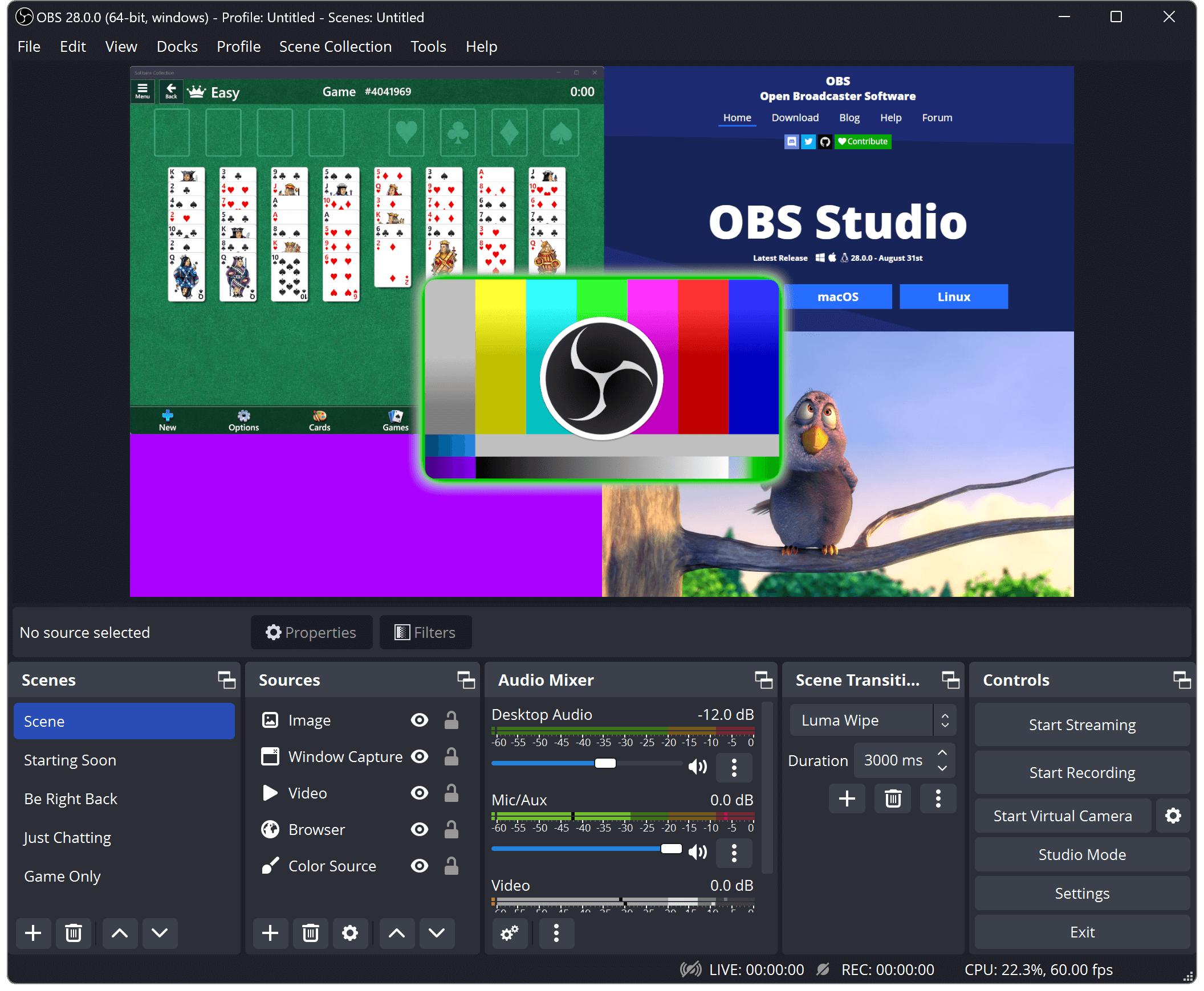 Interfaz OBS Studio - Software profesional de streaming y grabación
